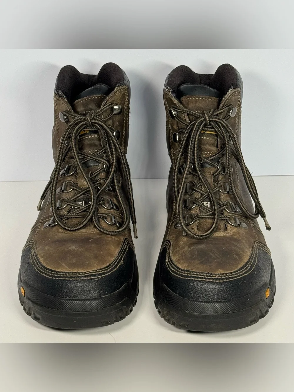 Caterpillar CAT Men’s 9.5 Wide P90802 Steel Toe Leather Work Boots Brown Outdoor